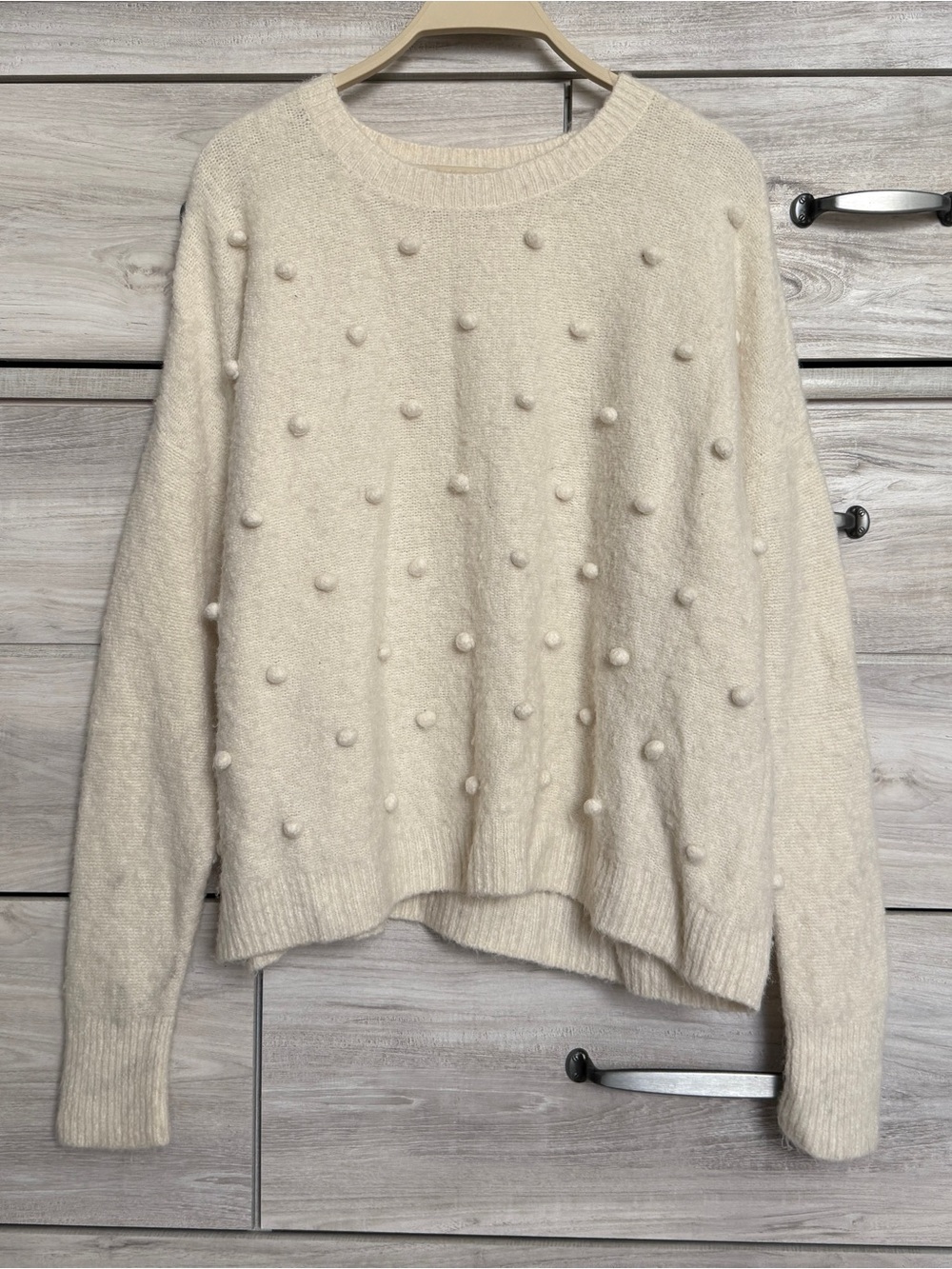 Madewell Bobble Pullover Sweater in Antique Ivory Size Medium